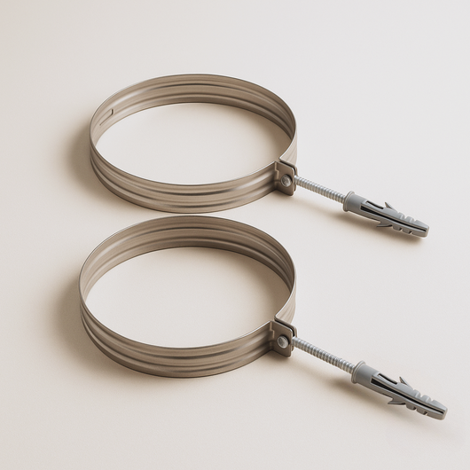 Collare nervato in acciaio inox Ø 300 mm per fissaggio canna fumaria in confezione da due pezzi