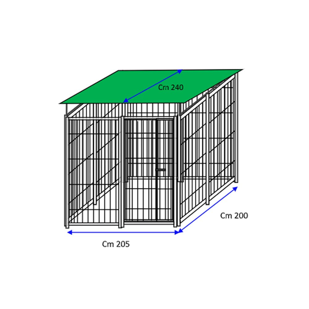 Recinto per cani box modulare metri 2 x 2 con copertura e viteria compresa