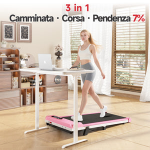 Tapis Roulant per casa e ufficio - RATTANTREE - Display a LED - 8km/h - Capacity 130 kg - Rosa