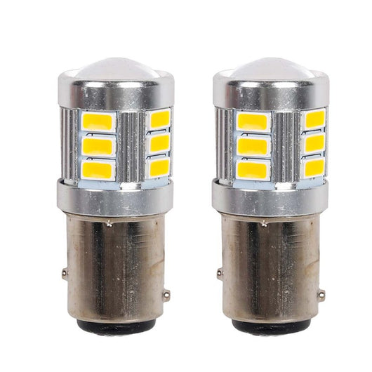 2 Pezzi Lampada LED BAY15D S25 P21/5W 18 SMD 3030 12V 24V 300lm 1W/2.5W Doppio Filamento Ambra Piedi Sfalsati