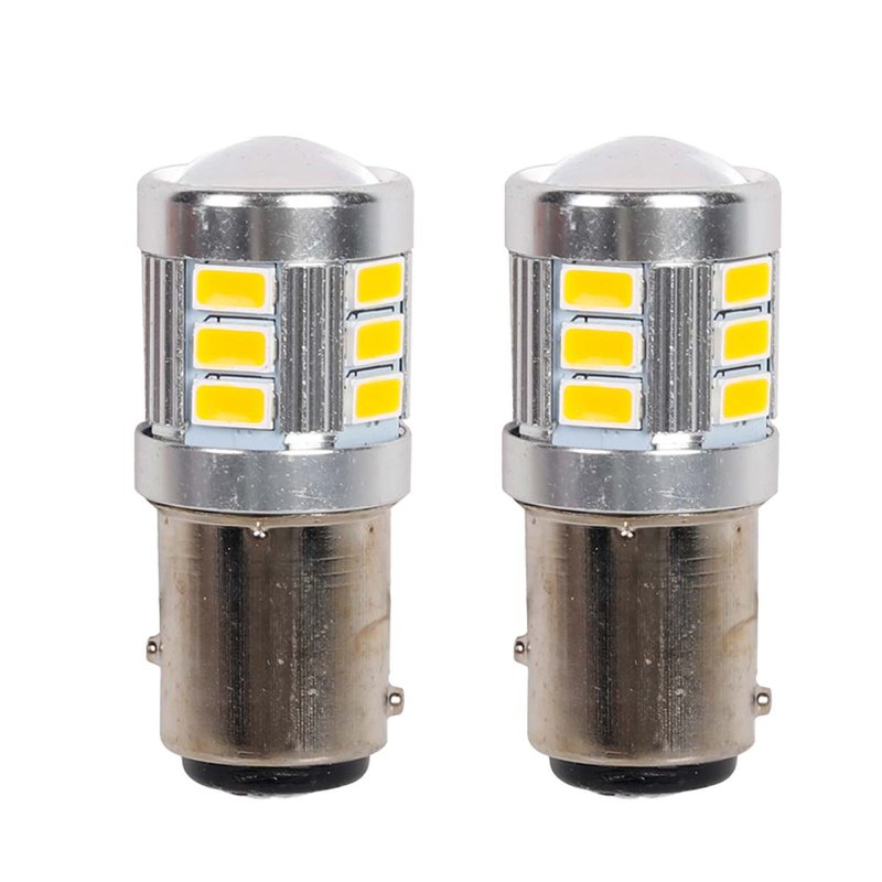2 Pezzi Lampada LED BAY15D S25 P21/5W 18 SMD 3030 12V 24V 300lm 1W/2.5W Doppio Filamento Ambra Piedi Sfalsati
