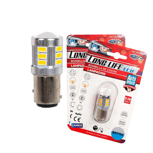2 Pezzi Lampada LED BAY15D S25 P21/5W 18 SMD 3030 12V 24V 300lm 1W/2.5W Doppio Filamento Ambra Piedi Sfalsati