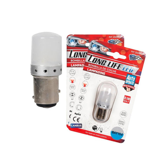 2 Pezzi Lampada LED BAY15D S25 P21/5W 9 SMD 3030 12V 24V 300lm 1W/3.5W Doppio Filamento Rosso Piedi Sfalsati 45mm