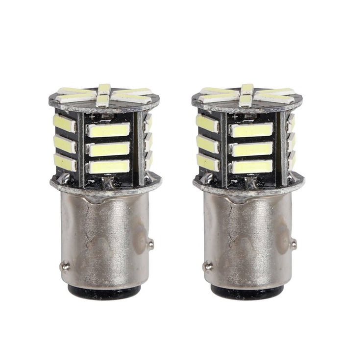 2 Pezzi Lampada LED BAZ15D S25 P21/5W 21 SMD 5730 12V 300lm 1W/2.5W Doppio Filamento Bianco Piedi Sfalsati 42mm