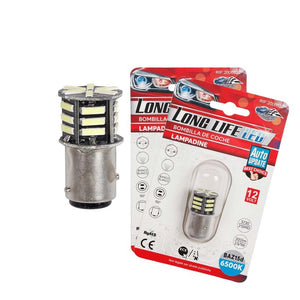 2 Pezzi Lampada LED BAZ15D S25 P21/5W 21 SMD 5730 12V 300lm 1W/2.5W Doppio Filamento Bianco Piedi Sfalsati 42mm