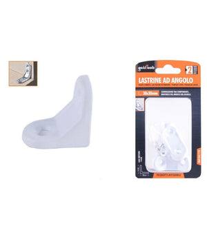 2pz Lastrina Ad Angolo 30x30mm Bianca Sostegno Staffa Angolare Viti Mobile 94779         