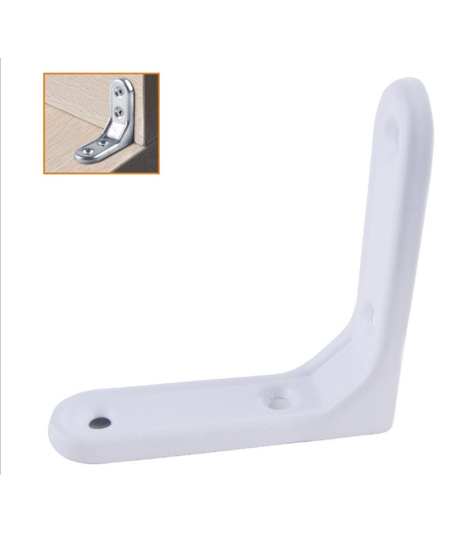 2pz Lastrina Ad Angolo 75x75mm Bianca Sostegno Staffa Angolare Viti Mobile 94781         