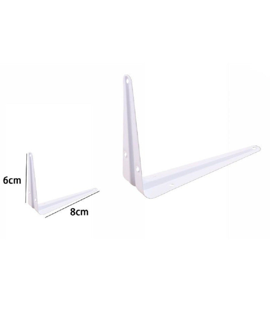 2pz Reggimensola Supporto Staffa Triangolare Mensola Metallo 6x8 Cm Bianca 07905         