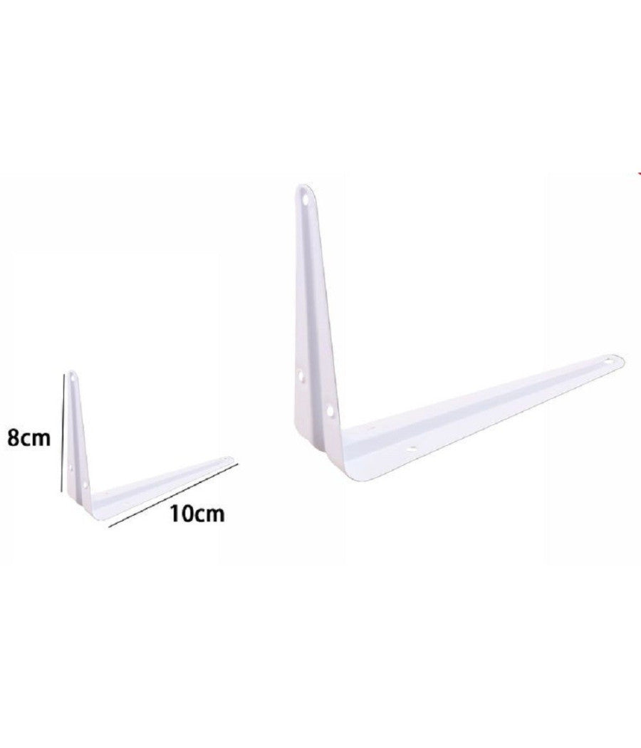2pz Reggimensola Supporto Staffa Triangolare Mensola Metallo 8x10cm Bianca 07906         