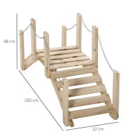 Ponte Ponticello da Giardino in Legno per Laghetto con Passerella ad Arco, Impermeabile per Esterni, 100x32x48cm