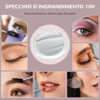 Specchio Trucco con Luci Regolabili a 3 Colori, Presa USB e Specchietto Ingranditore 10x, 31x41.5x3cm, Bianco