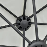 Ombrellone Semicircolare con Manovella e Tettuccio Anti UV, 200x190x240 cm, Crema