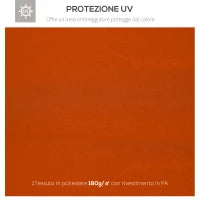 Copertura per Gazebo 3x3 m a 2 Livelli in Poliestere Resistente con 8 Fori di Drenaggio, Rosso Ruggine