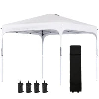 Gazebo da Giardino 2,5 x 2,5 m Pop-up Pieghevole con Altezza Regolabile su 4 Livelli, Sacca per il Trasporto Inclusa, Tessuto Oxford Anti-UV50+, Telaio in Acciaio, Bianco