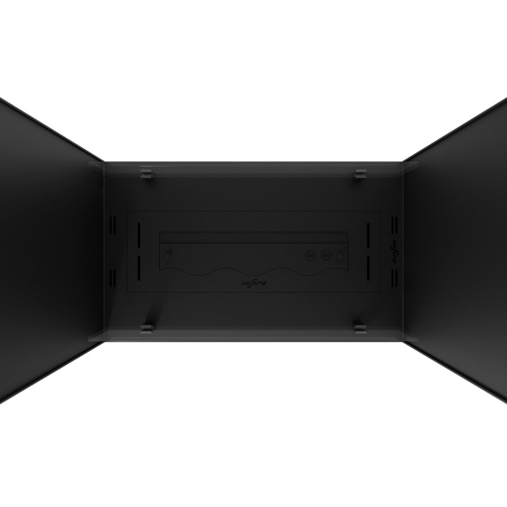 Caminetto a Bioetanolo 2Side 1000 Slim Vert da Incasso con due facciate - Nero Opaco, con Vetro, Bruciatore 1L, Design Moderno