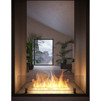 Caminetto a Bioetanolo 2Side 1000 Slim Vert da Incasso con due facciate - Nero Opaco, con Vetro, Bruciatore 1L, Design Moderno