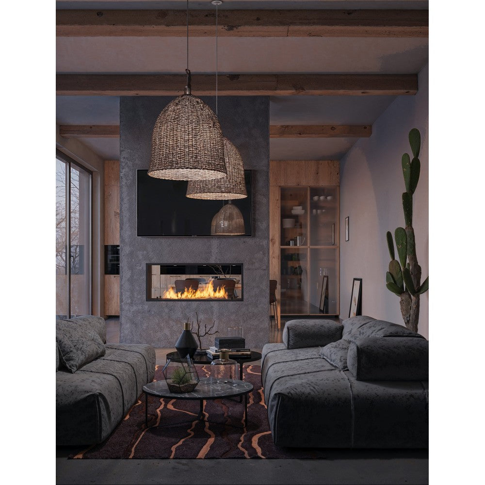 Caminetto a Bioetanolo 2Side 1200 Slim da Incasso con due facciate - Nero Opaco, con Vetro, Bruciatore 4L, Design Moderno