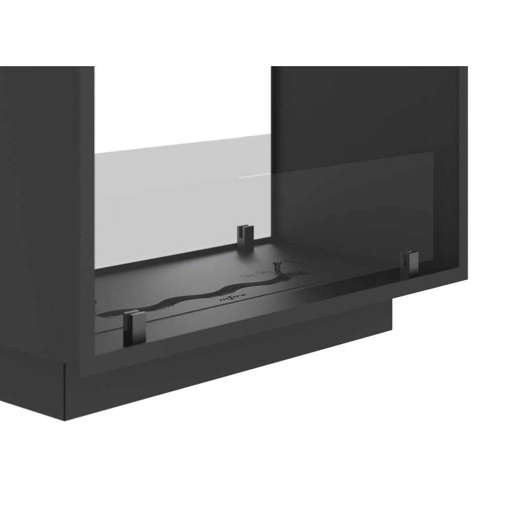 Caminetto a Bioetanolo 2Side 1400 Slim Vert da Incasso con due facciate - Nero Opaco, con Vetro, Bruciatore 1,2L, Design Moderno