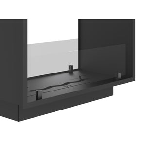 Caminetto a Bioetanolo 2Side 1400 Slim Vert da Incasso con due facciate - Nero Opaco, con Vetro, Bruciatore 1,2L, Design Moderno