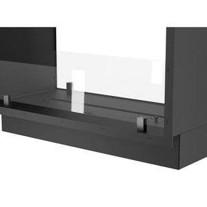 Caminetto a Bioetanolo 2Side 1400 Slim Vert da Incasso con due facciate - Nero Opaco, con Vetro, Bruciatore 1,2L, Design Moderno