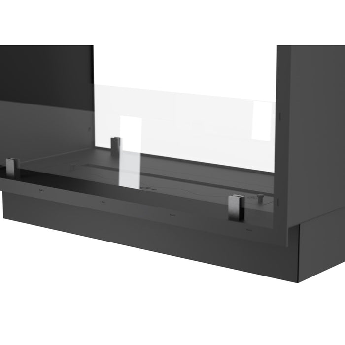 Caminetto a Bioetanolo 2Side 1400 Slim Vert da Incasso con due facciate - Nero Opaco, con Vetro, Bruciatore 1,2L, Design Moderno