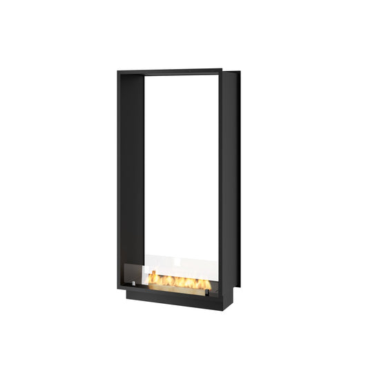 Caminetto a Bioetanolo 2Side 1400 Slim Vert da Incasso con due facciate - Nero Opaco, con Vetro, Bruciatore 1,2L, Design Moderno