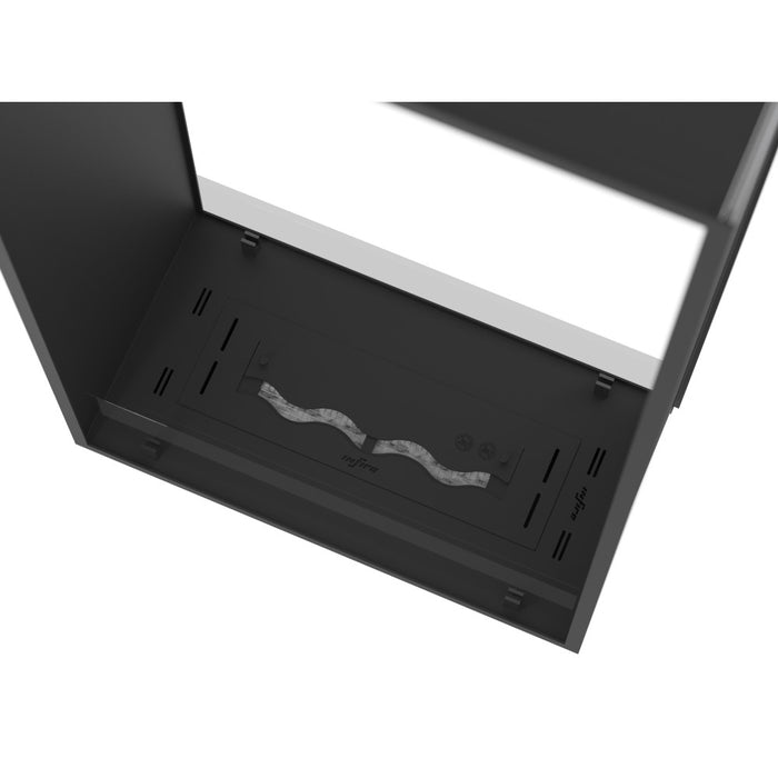 Caminetto a Bioetanolo 2Side 1400 Slim Vert da Incasso con due facciate - Nero Opaco, con Vetro, Bruciatore 1,2L, Design Moderno