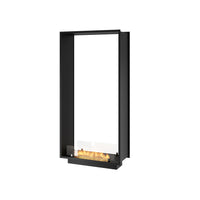 Caminetto a Bioetanolo 2Side 1600 Slim Vert da Incasso con due facciate - Nero Opaco, con Vetro, Bruciatore 1,2L, Design Moderno