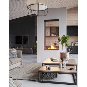 Caminetto a Bioetanolo 2Side 1600 Slim Vert da Incasso con due facciate - Nero Opaco, con Vetro, Bruciatore 1,2L, Design Moderno