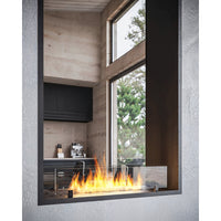 Caminetto a Bioetanolo 2Side 1600 Slim Vert da Incasso con due facciate - Nero Opaco, con Vetro, Bruciatore 1,2L, Design Moderno