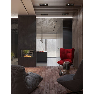 Caminetto a Bioetanolo 2Side 800 Slim da Incasso con due facciate - Nero Opaco, con Vetro, Bruciatore 1L, Design Moderno