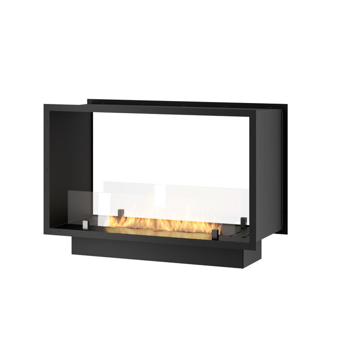 Caminetto a Bioetanolo 2Side 800 Slim da Incasso con due facciate - Nero Opaco, con Vetro, Bruciatore 1L, Design Moderno
