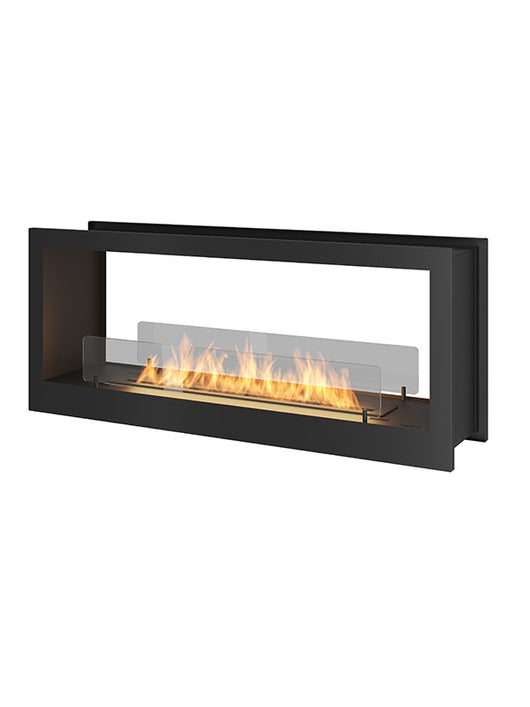 Camino a Bioetanolo da incasso a parete di design Bifacciale nero opaco con vetro protettivo 2 Side 1200