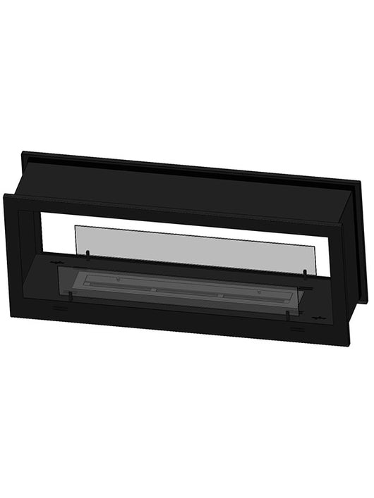 Camino a Bioetanolo da incasso a parete di design Bifacciale nero opaco con vetro protettivo 2 Side 1200