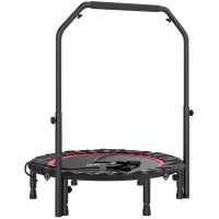 Trampolino Elastico Pieghevole Ø102 cm con Manubrio Regolabile, Telaio in Acciaio, Rosso e Nero