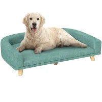 Divano per Cani di Taglia Grande con Gambe Rialzate e Cuscino Sfoderabile, 98x67x25 cm, Verde Chiaro