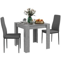 Set da Pranzo 3 Pezzi con Tavolo da Cucina 80x80x76 cm e 2 Sedie Moderne 41x50x97 cm, Grigio