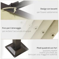 Gazebo Pergola da Giardino 3.5x3.5m con Struttura in Acciaio e Tenda in Poliestere, Bianco