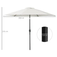 Ombrellone da Giardino 2.6x2.4 m con Manovella e Testa Inclinabile, in Alluminio e Poliestere Beige e Nero