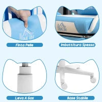 Sedia da Gaming Reclinabile con Poggiapiedi e Cuscini, in Finta Pelle e Spugna, 65x62x116-124 cm, Bianco e Rosa