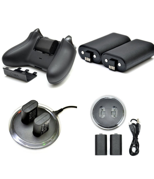 2x Batteria Ricaricabile + Di Ricarica Dock Stazione Per Xbox One Joystick         