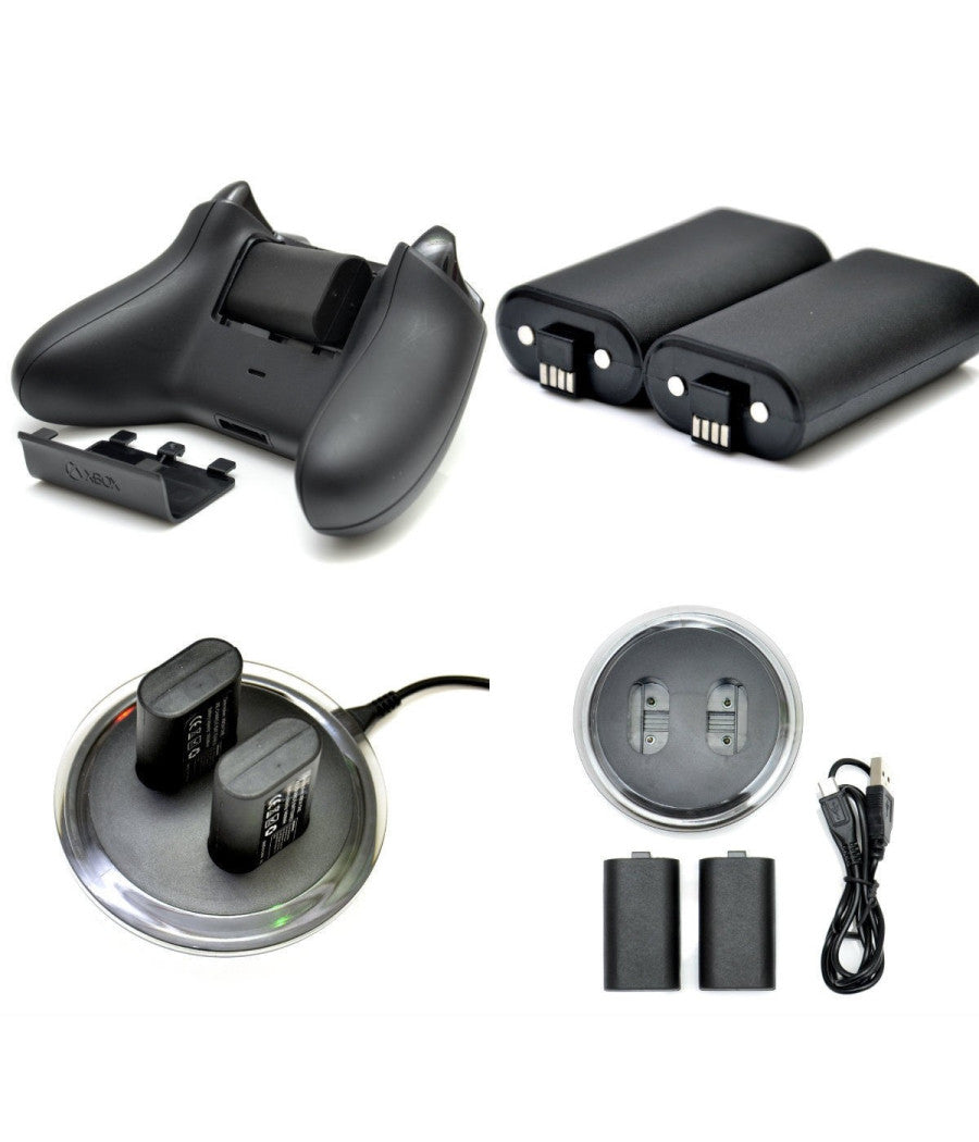 2x Batteria Ricaricabile + Di Ricarica Dock Stazione Per Xbox One Joystick         