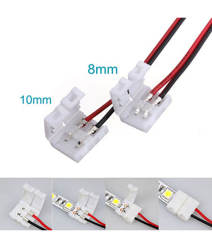 2x Connettore Singolo A Clip 8mm Per Striscia Strip Led Monocolore Smd         