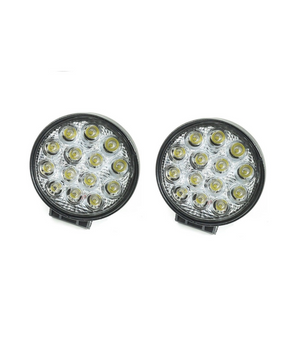 2x Faro Supplementare 12v 14 Led 42w Profondita Auto Fuoristrada Rotondo 6000k         