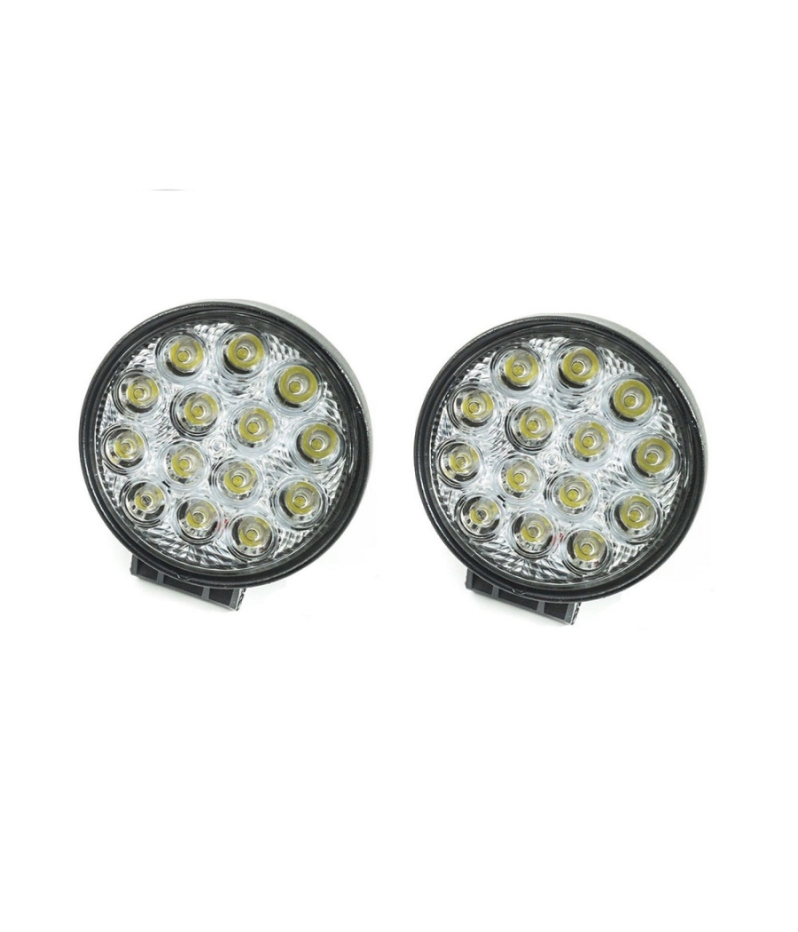 2x Faro Supplementare 12v 14 Led 42w Profondita Auto Fuoristrada Rotondo 6000k         