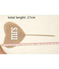 2x Stuzzicadenti Mr Mrs Cuore Juta Cake Per Decorazioni Torte Matrimonio Wedding         