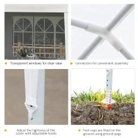 Gazebo da Giardino per Eventi con 4 Pareti Rimovibili con Finestre, 5.8x2.9x2.5m, Bianco