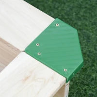 Sabbiera per Bambini in Legno con Panca e Tettuccio Parasole Regolabile, 120x120x120cm, Colore Legno e Blu