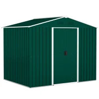 Casetta da Giardino 3.6m² in Lamiera di Acciaio con 2 Porte Scorrevoli e 4 Prese d'Aria, 236x174x190 cm, Verde