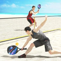 Set di Racchette da Beach Tennis, Manico Antiscivolo, Fibra di Carbonio, Nero